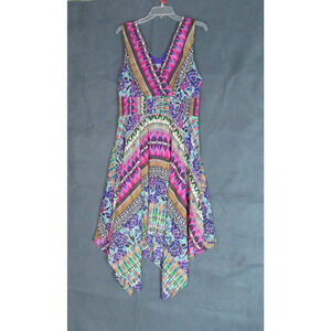 Rabbit Rabbit Rabbit Dress Womens Sz 16 Multicolor Geometric Boho Hipster Flowy